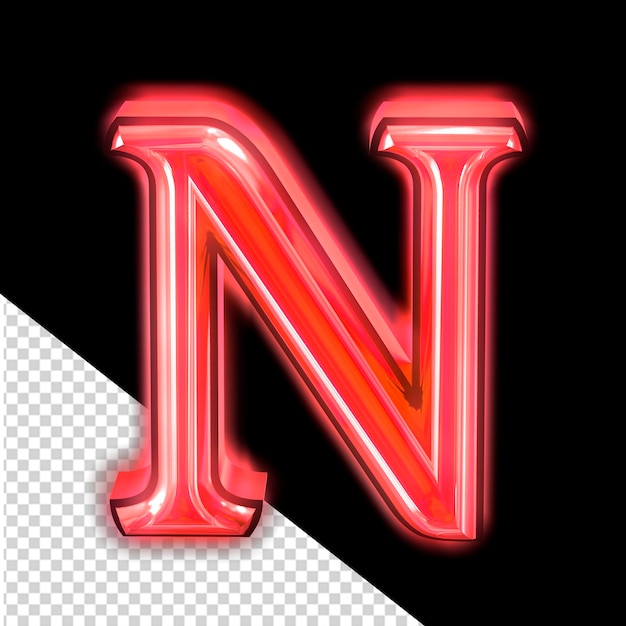 PSD glowing red symbol letter n