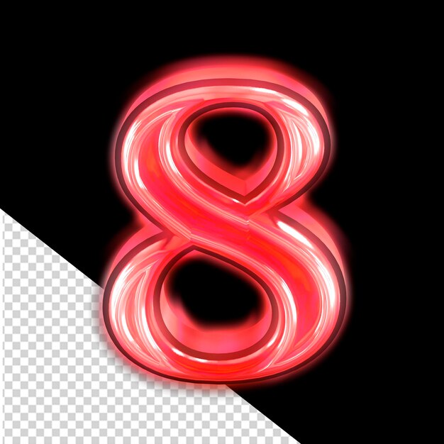 PSD glowing red symbol number 8