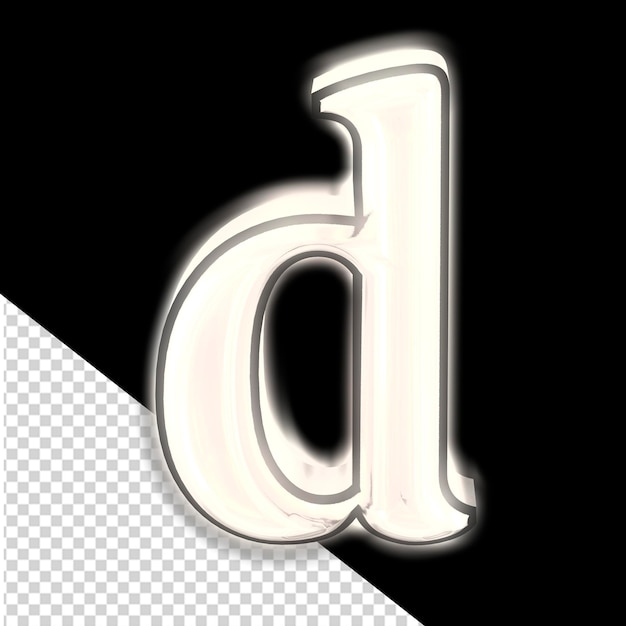 PSD glowing silver 3d symbol letter d