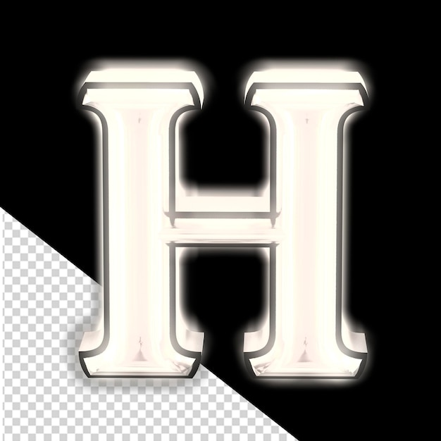 Glowing silver 3d symbol letter h