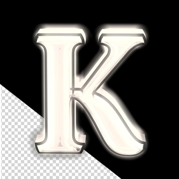 Glowing silver 3d symbol letter k