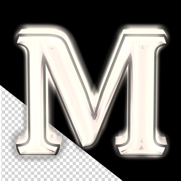 Glowing silver 3d symbol letter m