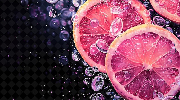 Glowing silver grapefruit spritzer with cascading grapefruit neon color food drink y2k collection