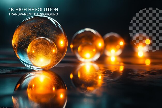 PSD glowing spheres simplify the composition with a focus on transparent background