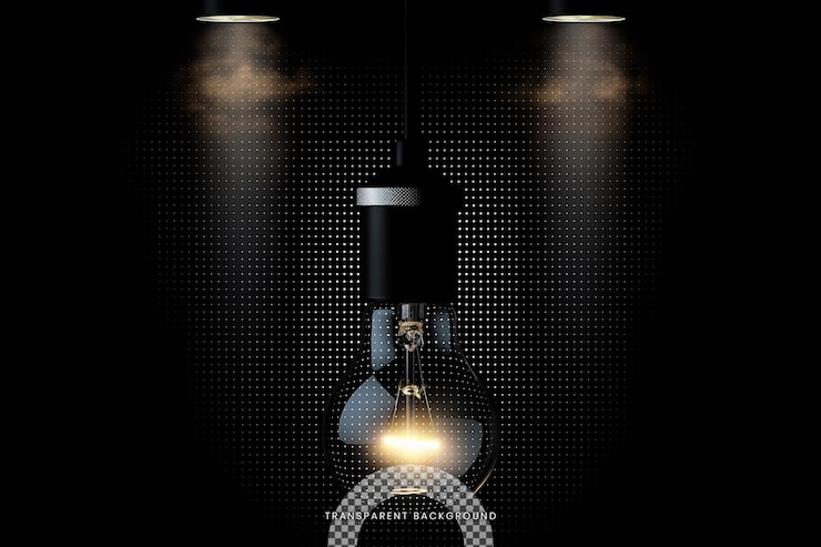 PSD glowing spotlights on transparent overlay