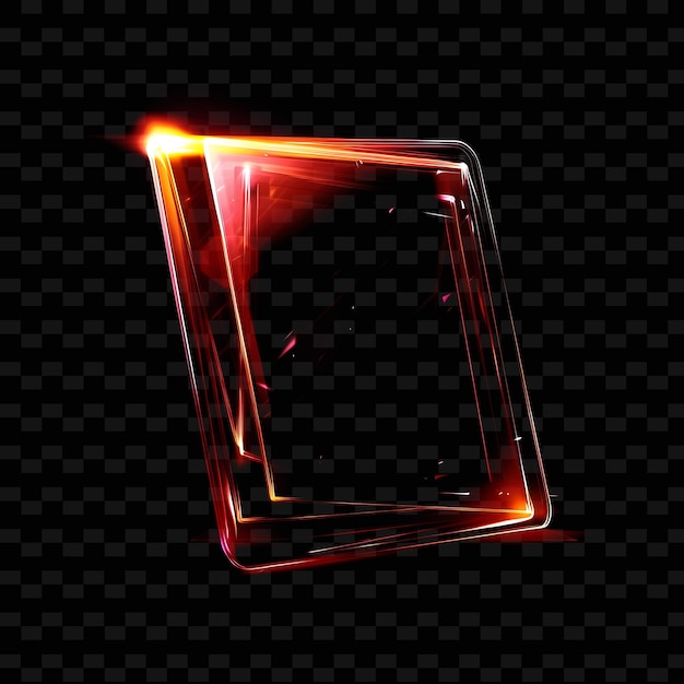 A glowing square with a red and orange flame on a dark background