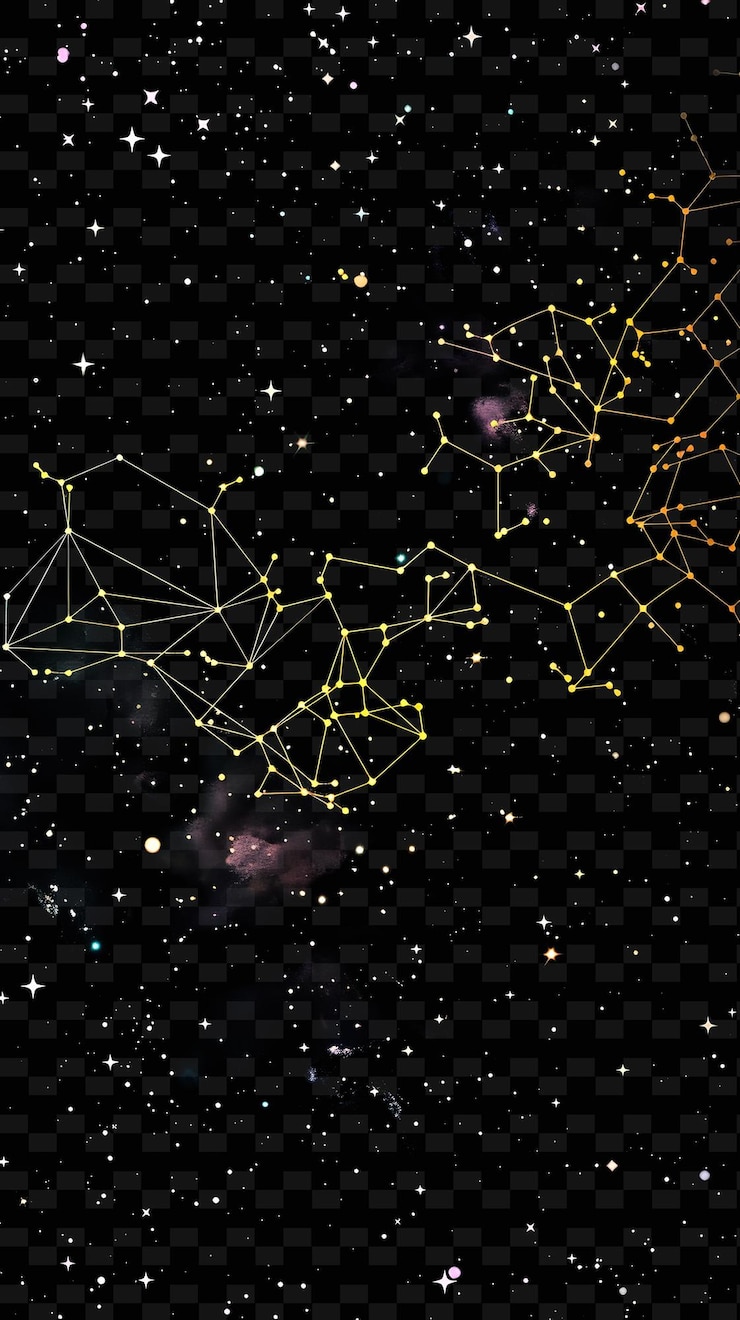 PSD glowing stars and constellations scattered across the compos y2k texture shape background decor art