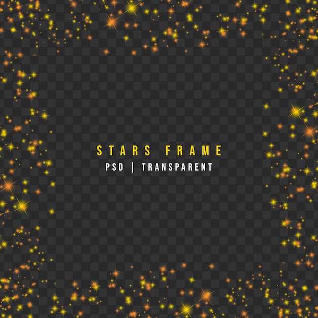 A glowing stars frame isolated on transparent background