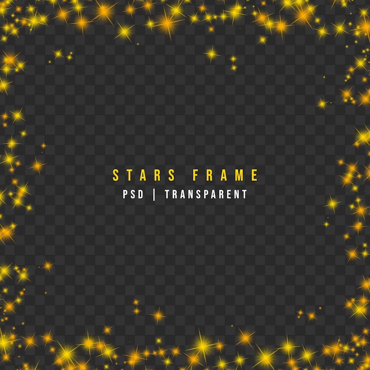 PSD a glowing stars frame isolated on transparent background