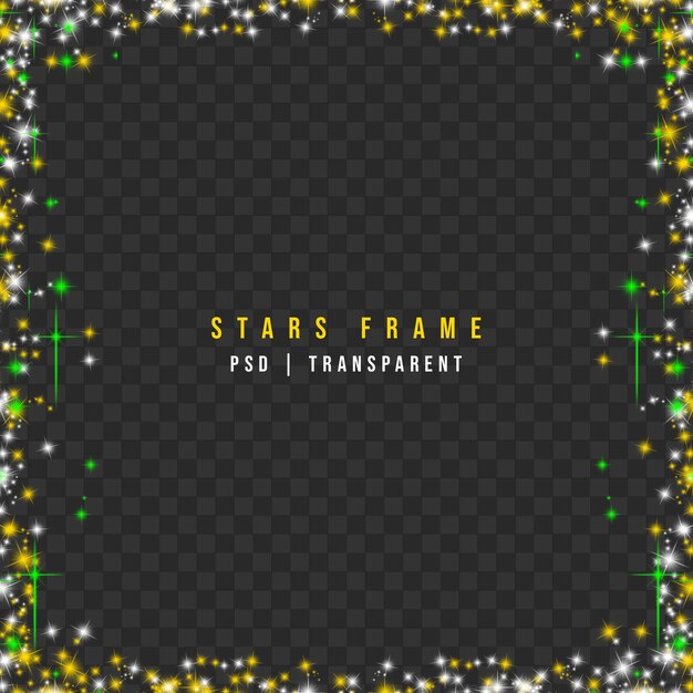 A glowing stars frame isolated on transparent background