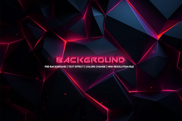 PSD glowing symmetry geometric abstract background and pink neon light with neon text effect