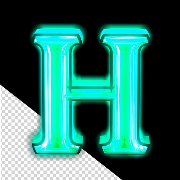 PSD glowing turquoise 3d symbols letter h