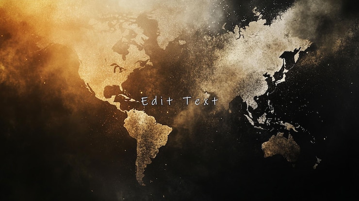 PSD glowing world map in smoky textured style