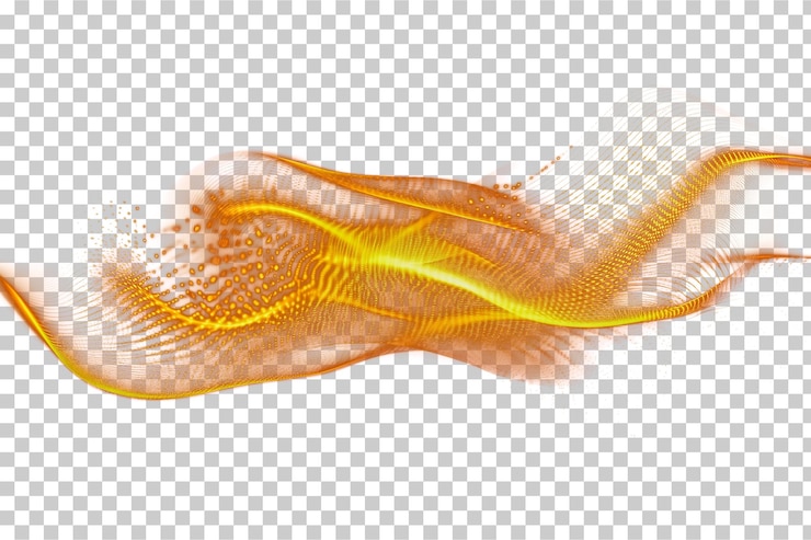 PSD glowing yellow light streaks with sparkling particles