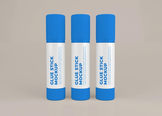 Glue stick label mockup design in 3d rendering isolated