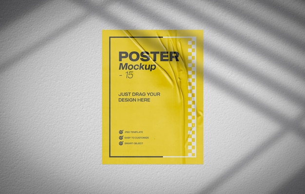 Glued Paper Mockup For Poster Design PSD Template 15