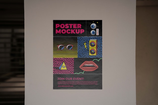 PSD glued paper poster mock-up