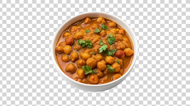 PSD glutenvrije indiase chana masala geïsoleerd op een doorzichtige achtergrond