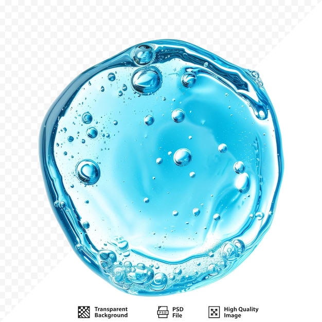PSD glycerine gel textuur blauwe serum toner druppel geïsoleerd op witte geïsoleerde achtergrond vloeibare gel vochtinbrengende crème met bubbels macro