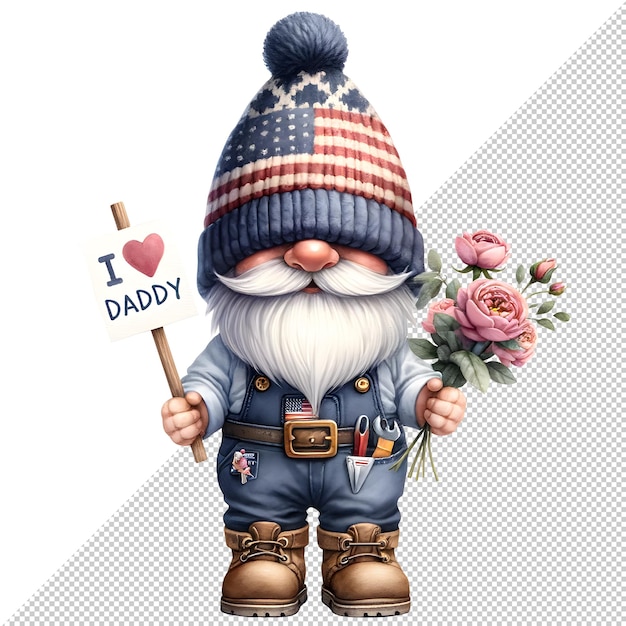 Gnome fathers day watercolor clipart illustration