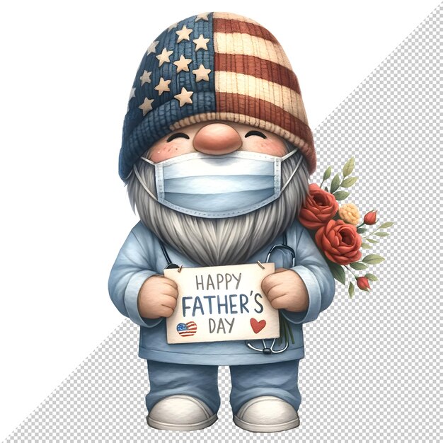 PSD gnome fathers day acquarello clipart illustrazione