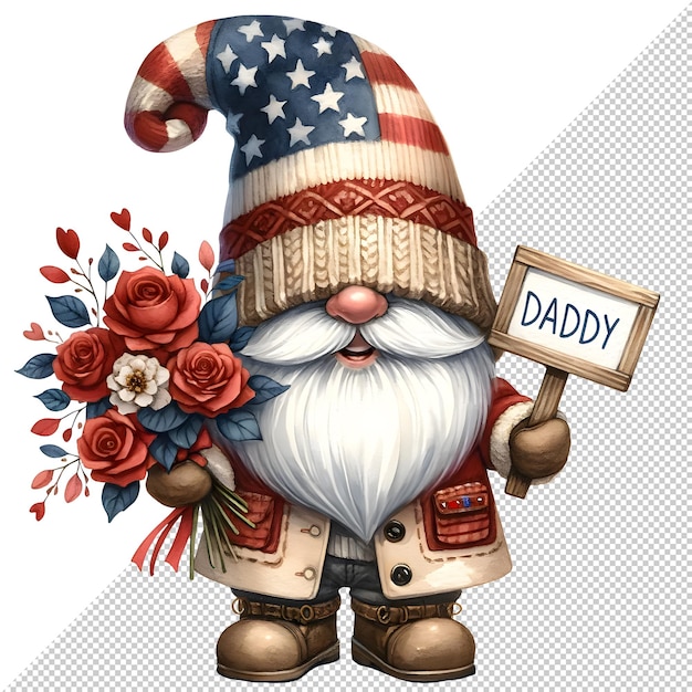 Gnome Fathers Day Watercolor Clipart Illustration