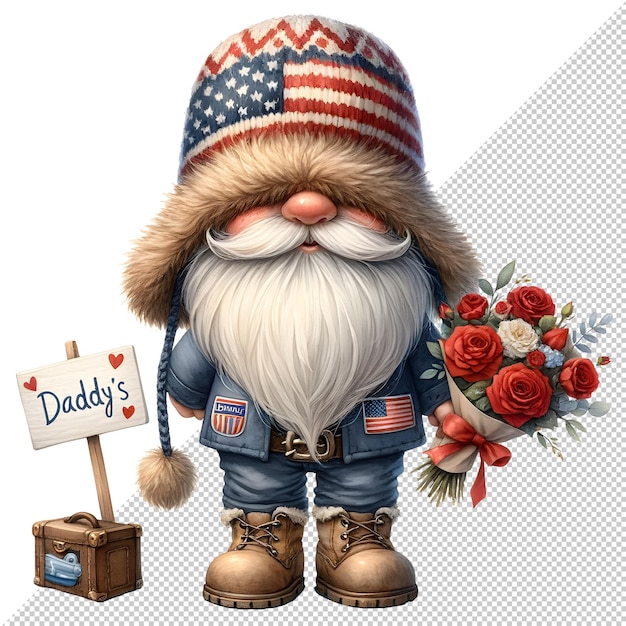 Gnome fathers day watercolor clipart illustration