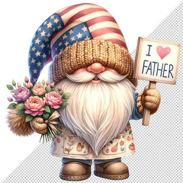 Gnome fathers day watercolor clipart illustration