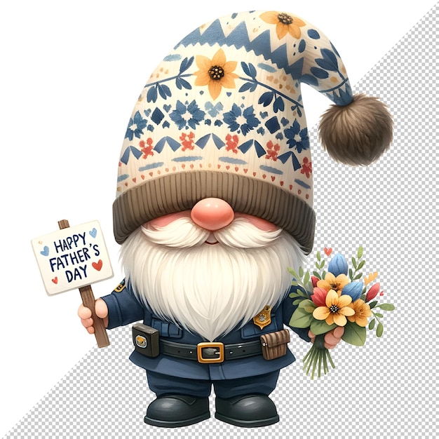 Gnome Fathers Day Watercolor Clipart Illustration