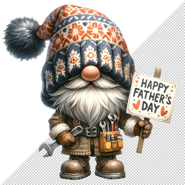 Gnome Fathers Day Watercolor Clipart Illustration