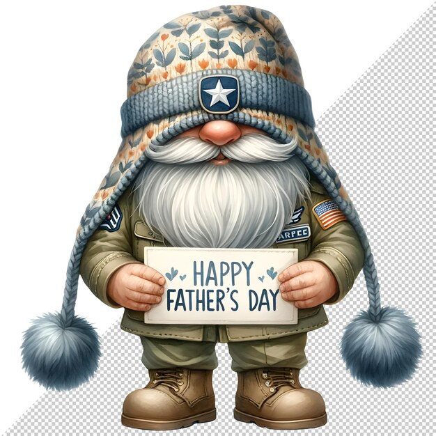 Gnome fathers day watercolor clipart illustration