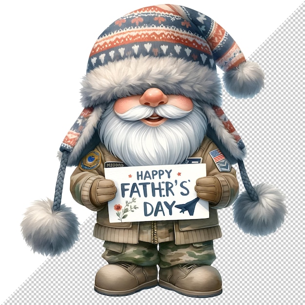 Gnome fathers day watercolor clipart illustration