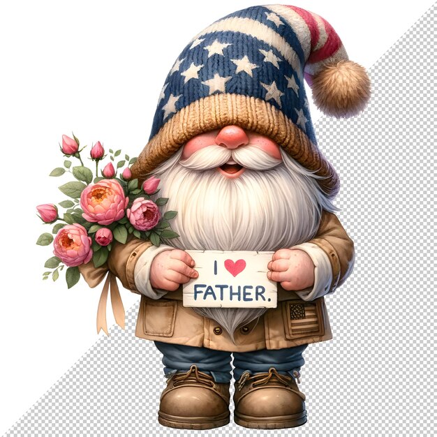Gnome fathers day watercolor clipart illustration