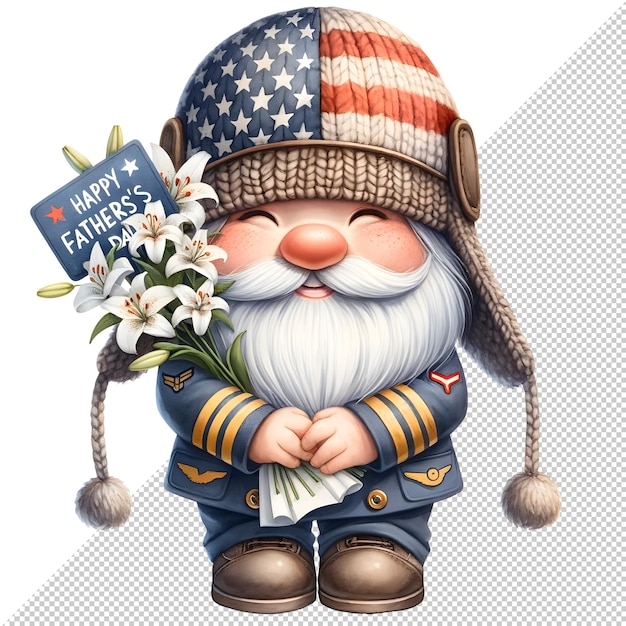 PSD gnome fathers day acquarello clipart illustrazione