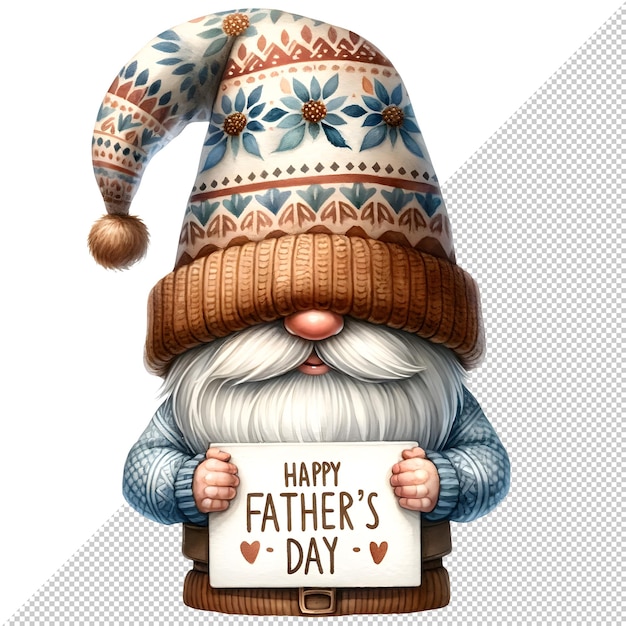 Gnome Fathers Day Watercolor Clipart Illustration