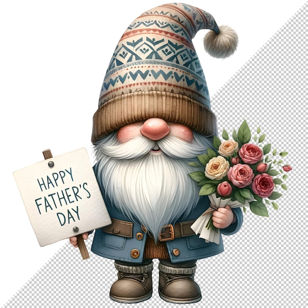 PSD gnome fathers day acquarello clipart illustrazione