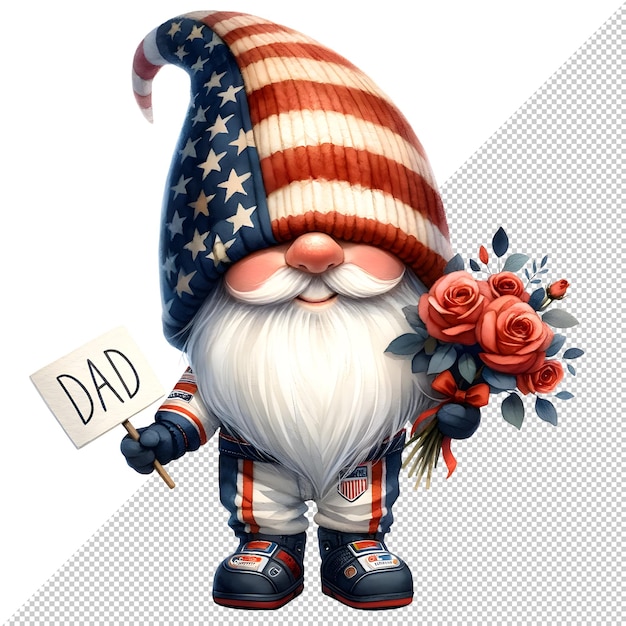 PSD gnome fathers day acquarello clipart illustrazione