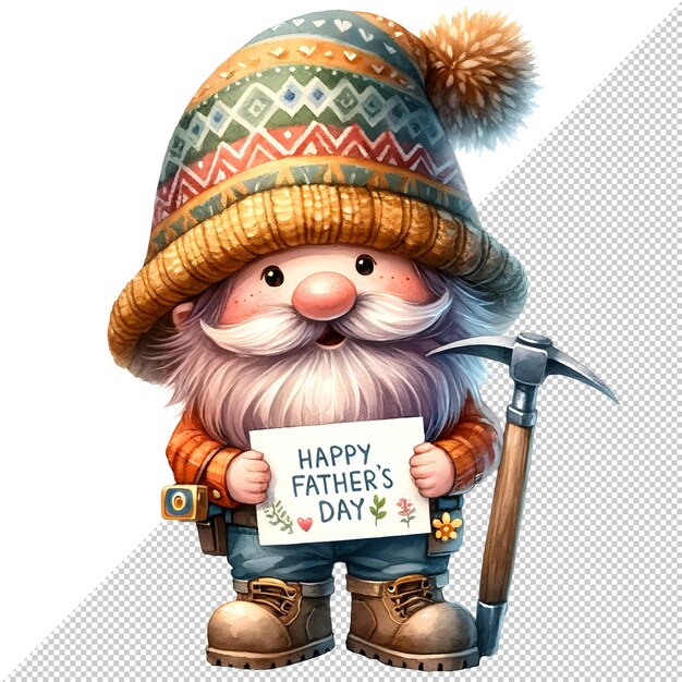 PSD gnome fathers day watercolor clipart illustration