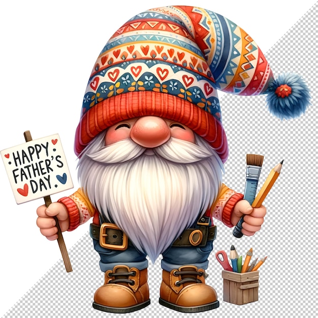 PSD gnome fathers day acquarello clipart illustrazione