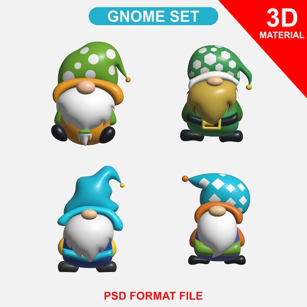 PSD gnome kreskówka 3dimention i ikona postaci
