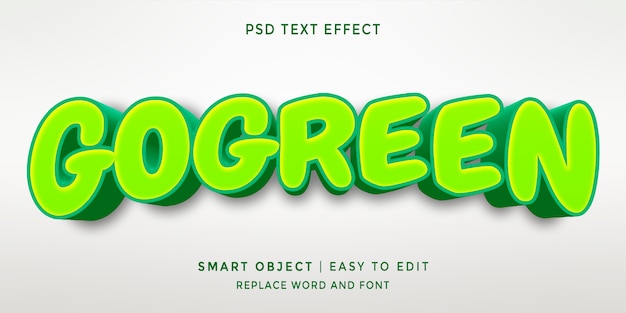 Go green 3d style text effect