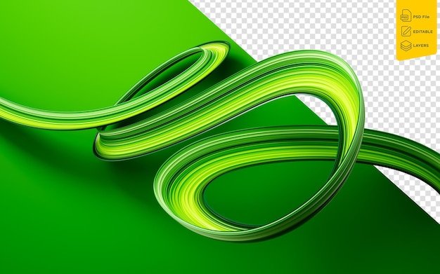 Go green concept abstract green ribbon making a track for better environment 3d illustration