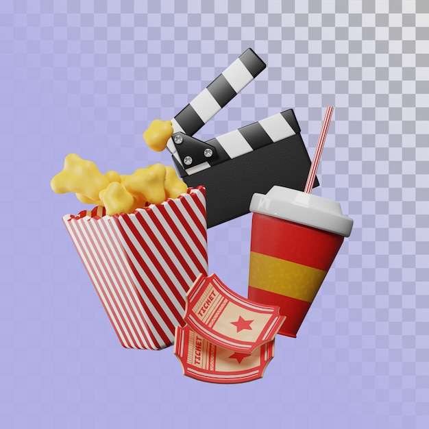 PSD go to the movies icon. 3d illustration