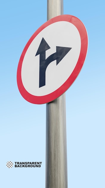 PSD go straight ahead or right sign 3d render