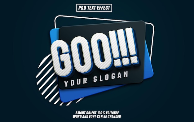 go text effect font editable typography 3d text