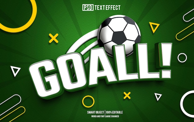 Goal text effect font editable typography 3d text