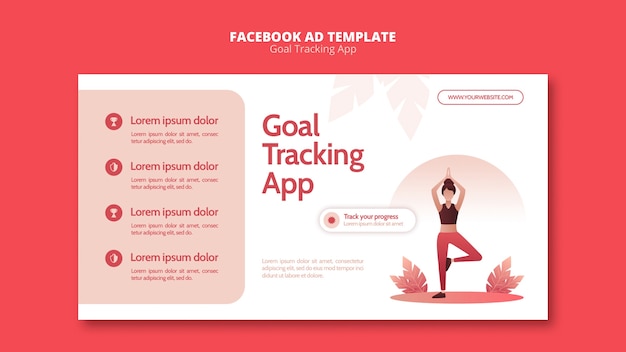 PSD goal tracking app facebook template