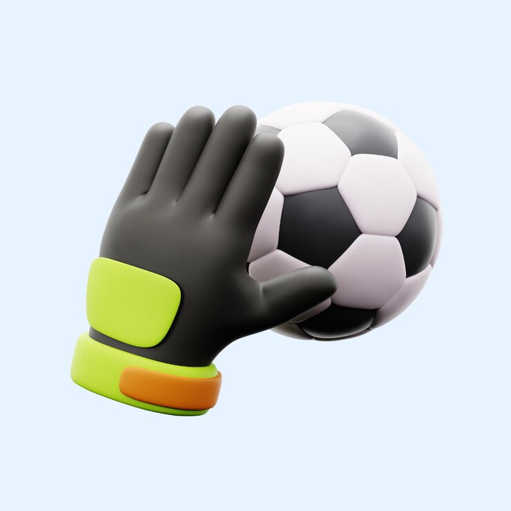goalkeeper glove football goalpost keeper with soccer ball 3d icon illustration