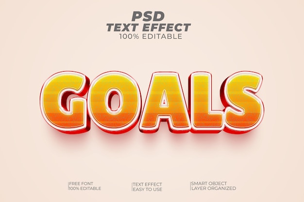 Goals 3d Style Editable PSD Text Effect