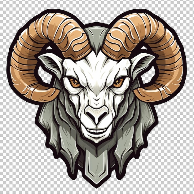 PSD goat head cartoon mascot in war uniform